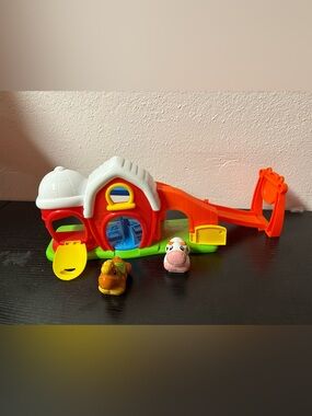 Toddler Farm Slide Playset Rolling Animal Toy Barn Cow Horse